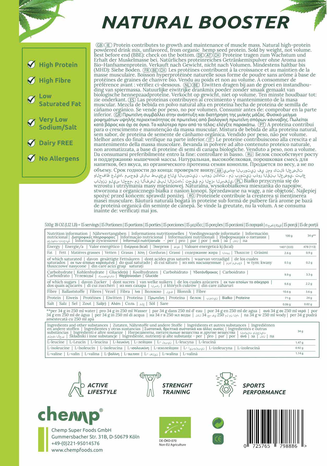 Chemp® Raw 100% Organic 510g - Image 2